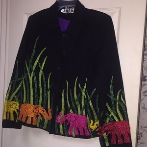 Anage coat s beading and embroidered